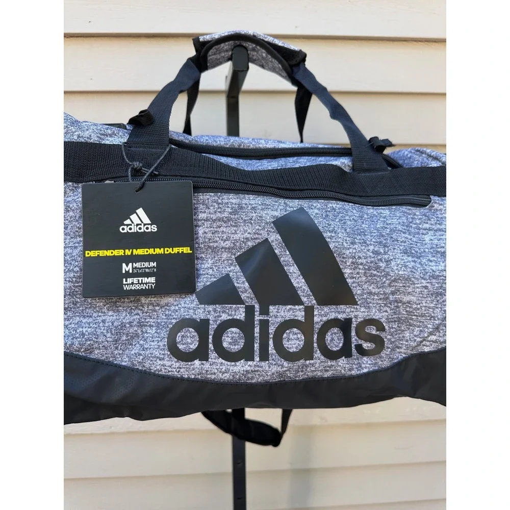 Adidas Defender IV Medium Gym Training Duffel Bag Jersey Onix Grey Padded Handle